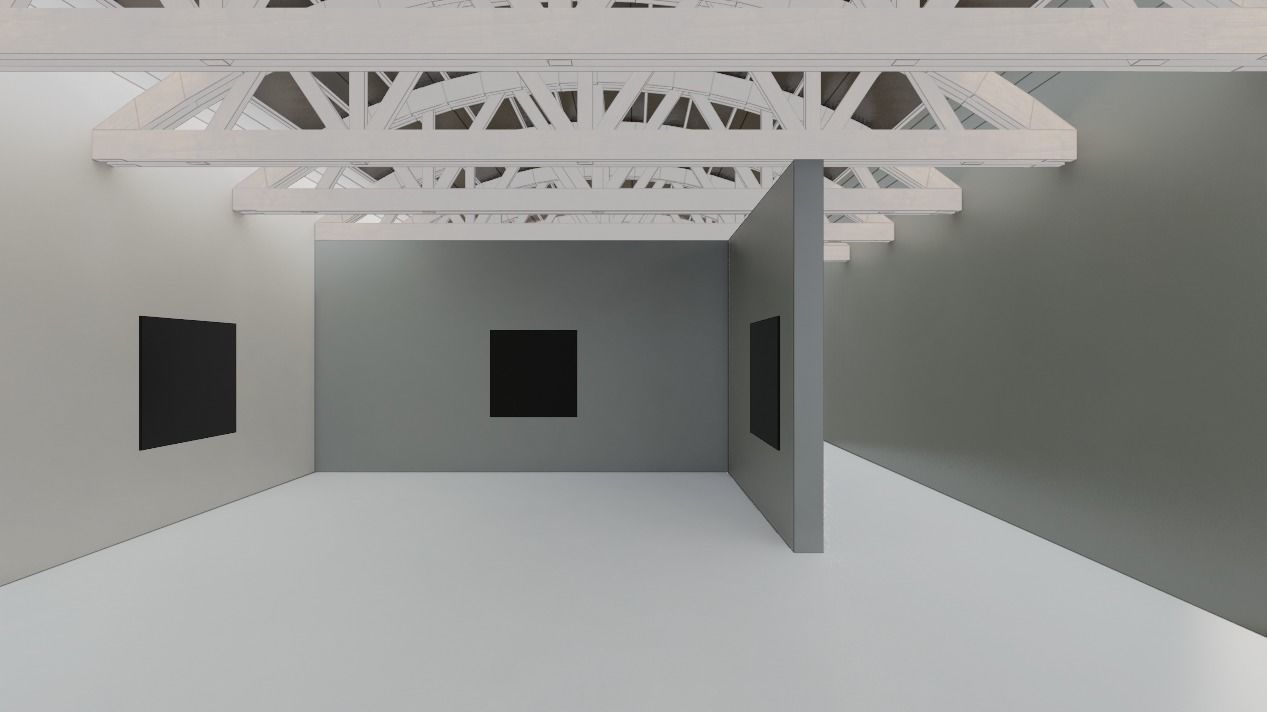 VR Art Gallery - Wooden Beams Low-poly 3D model_5