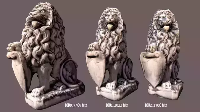 Lion Statue LODs scanned