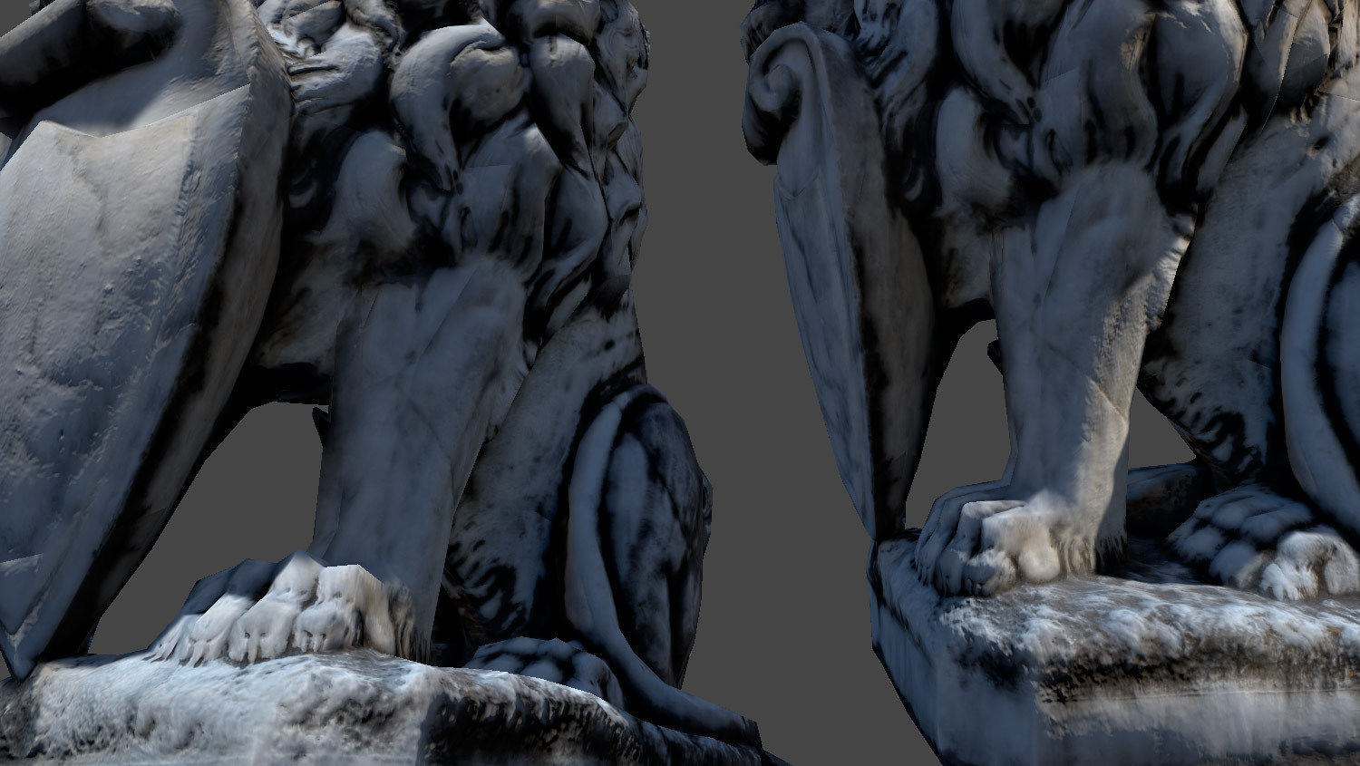 Lion Statue LODs scanned Low-poly 3D model_4