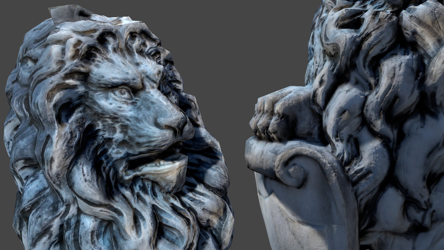 Lion Statue LODs scanned Low-poly 3D model_3