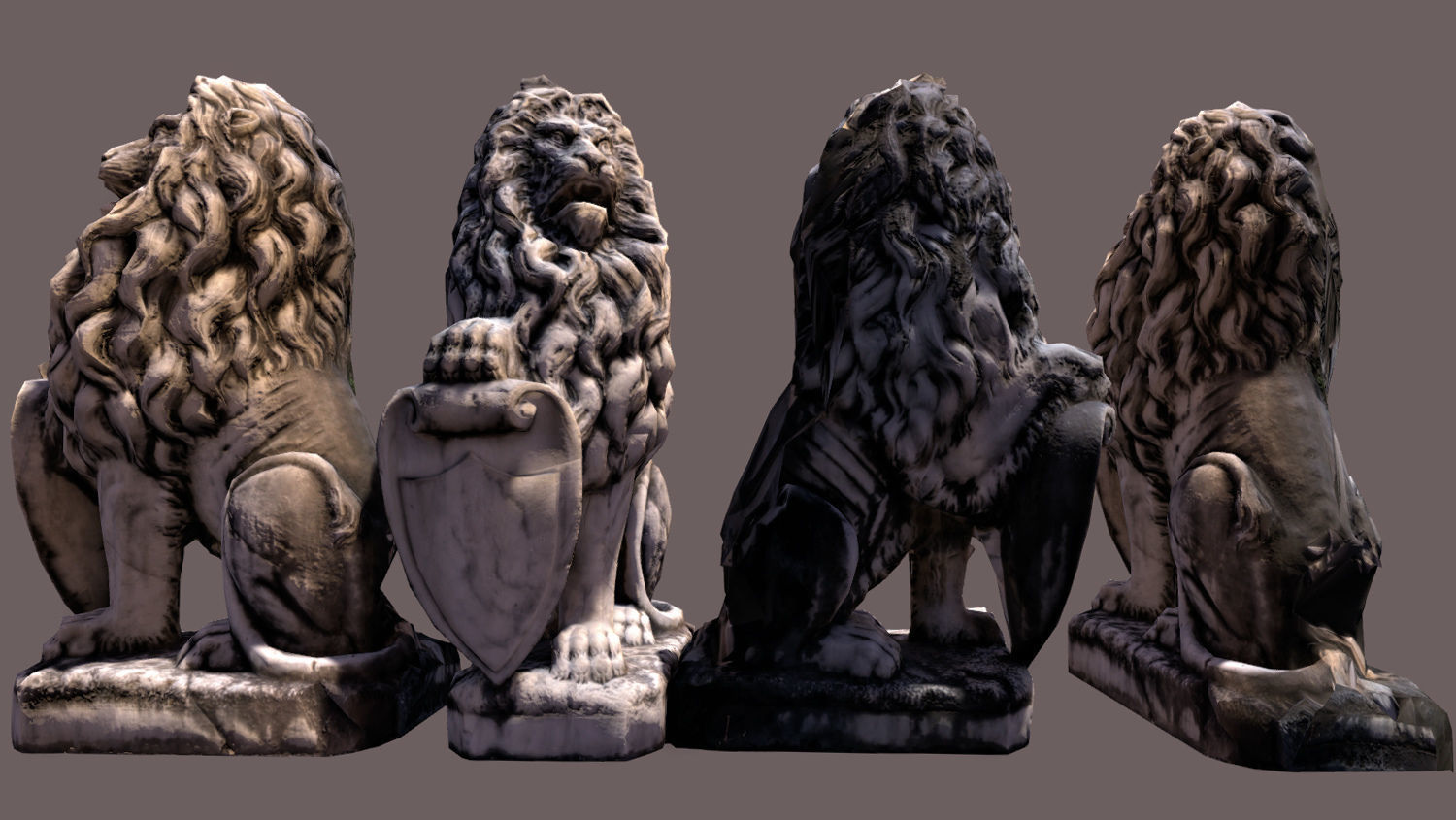 Lion Statue LODs scanned Low-poly 3D model_1