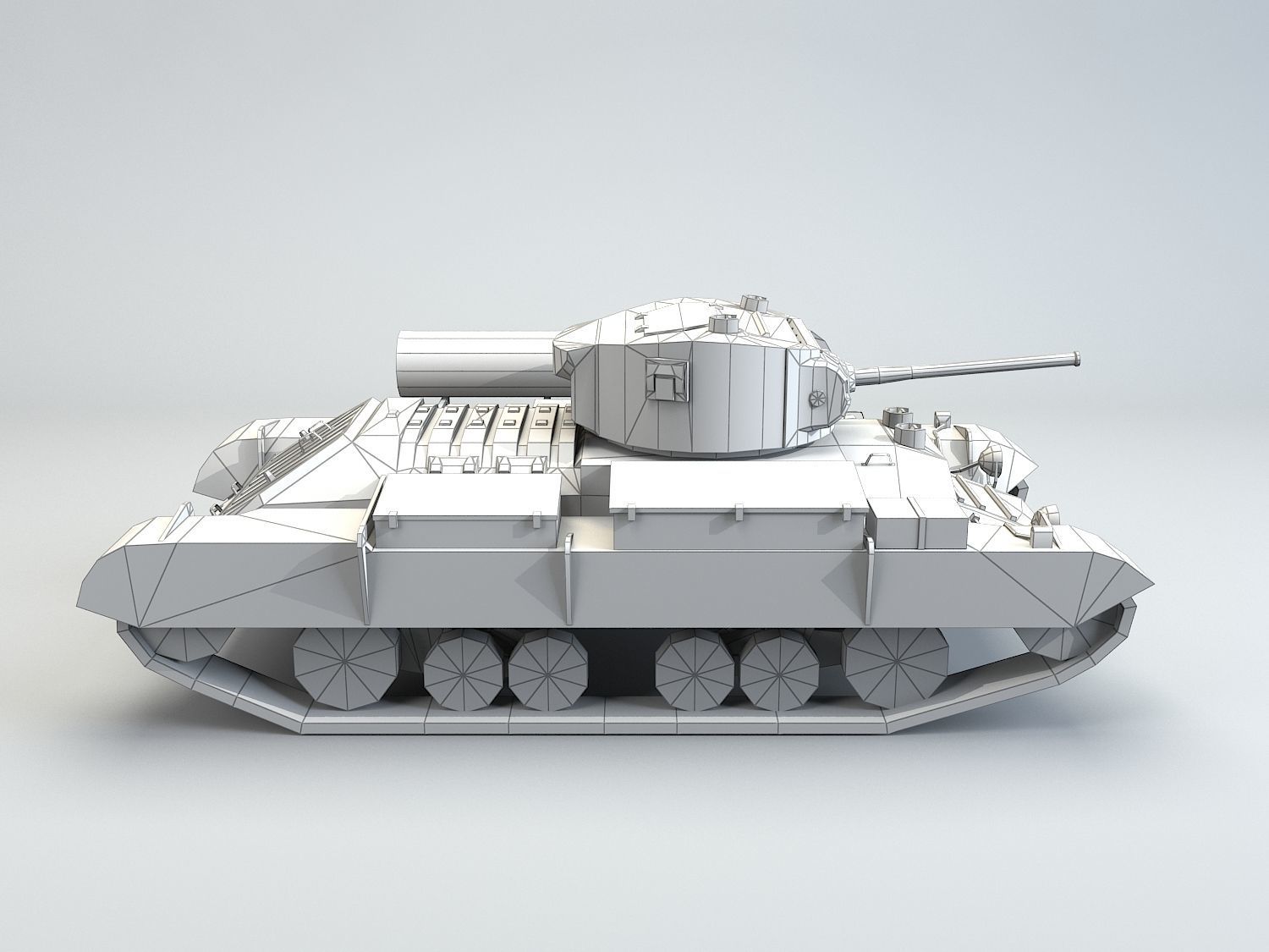 Low Poly Valentine Mk III Infantry Tank Low-poly 3D model_3