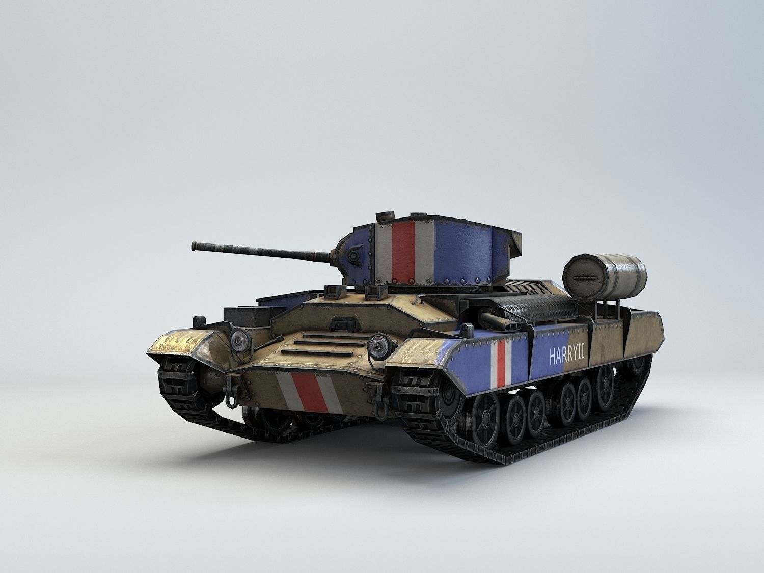 Low Poly Valentine Mk III Infantry Tank Low-poly 3D model_10