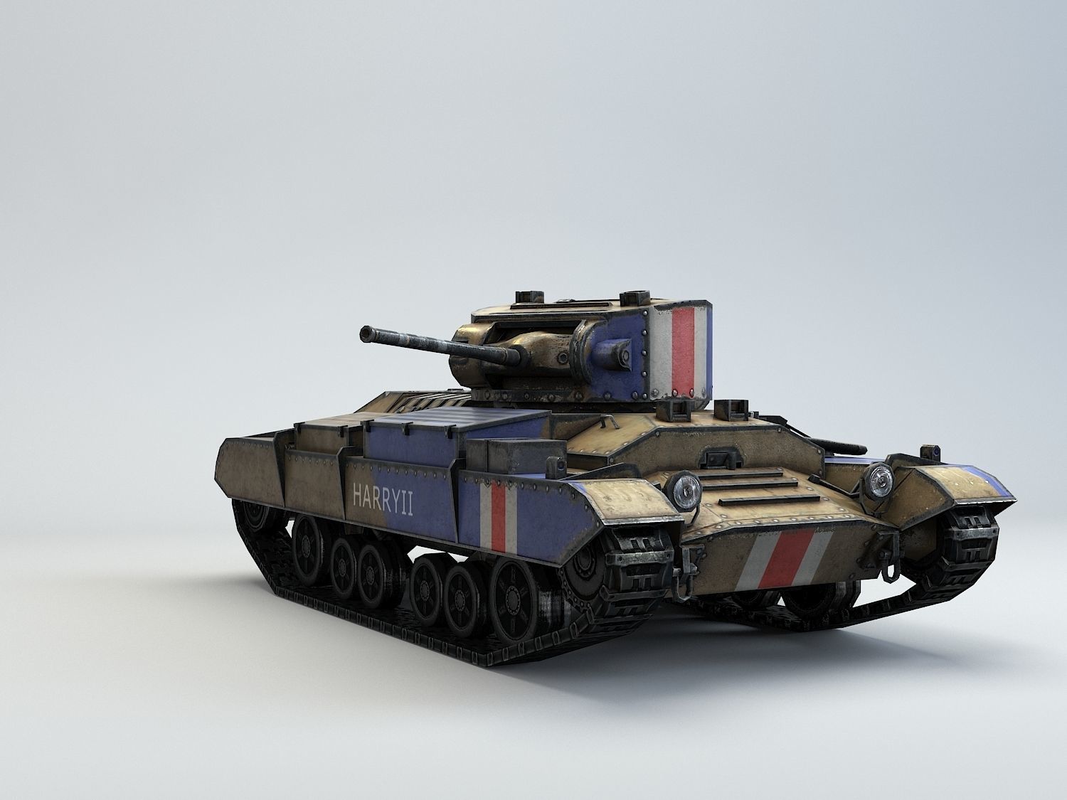 Low Poly Valentine Mk III Infantry Tank Low-poly 3D model_12