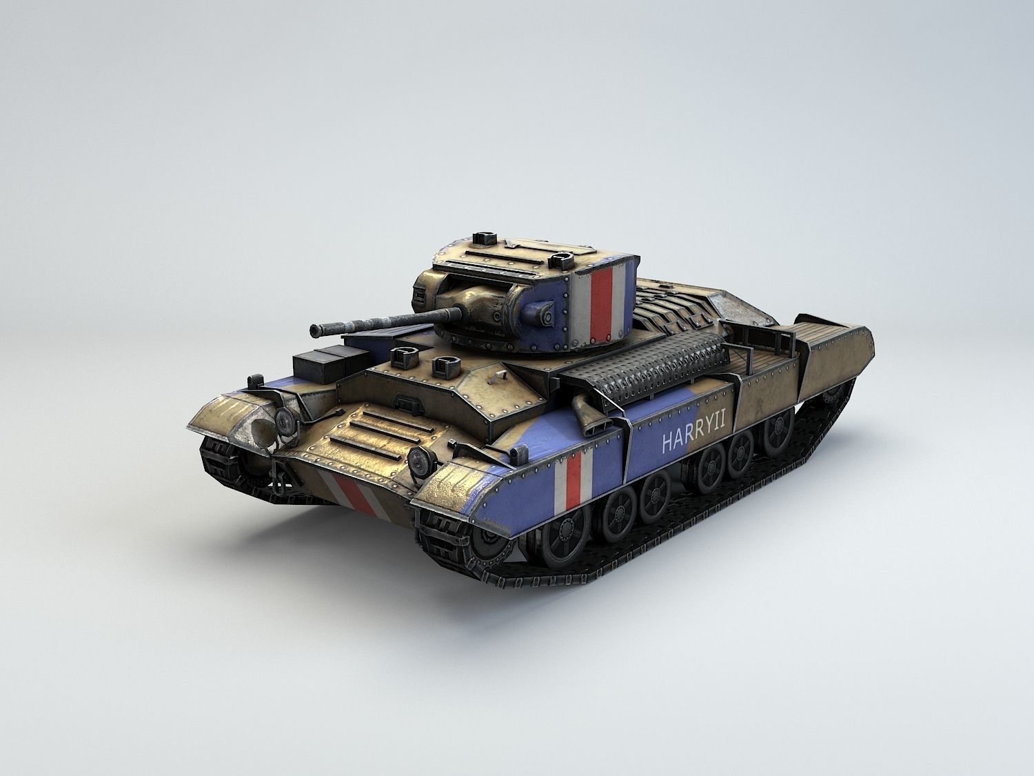 Low Poly Valentine Mk III Infantry Tank Low-poly 3D model_4