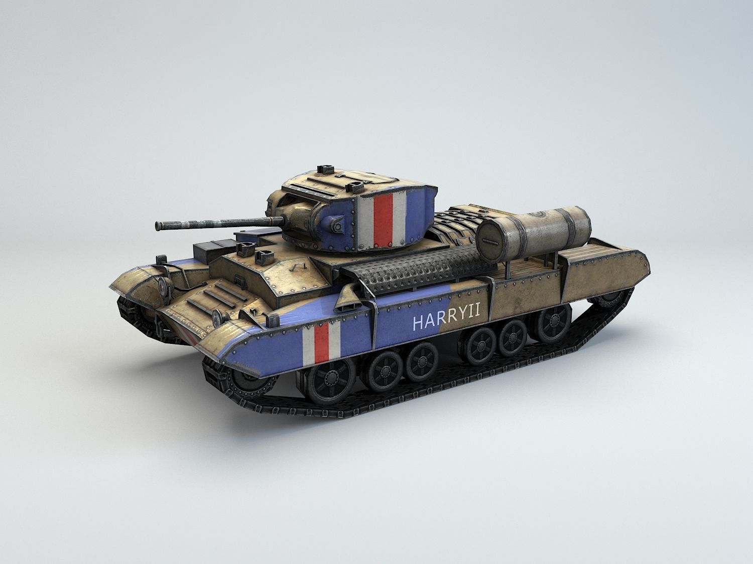 Low Poly Valentine Mk III Infantry Tank Low-poly 3D model_11