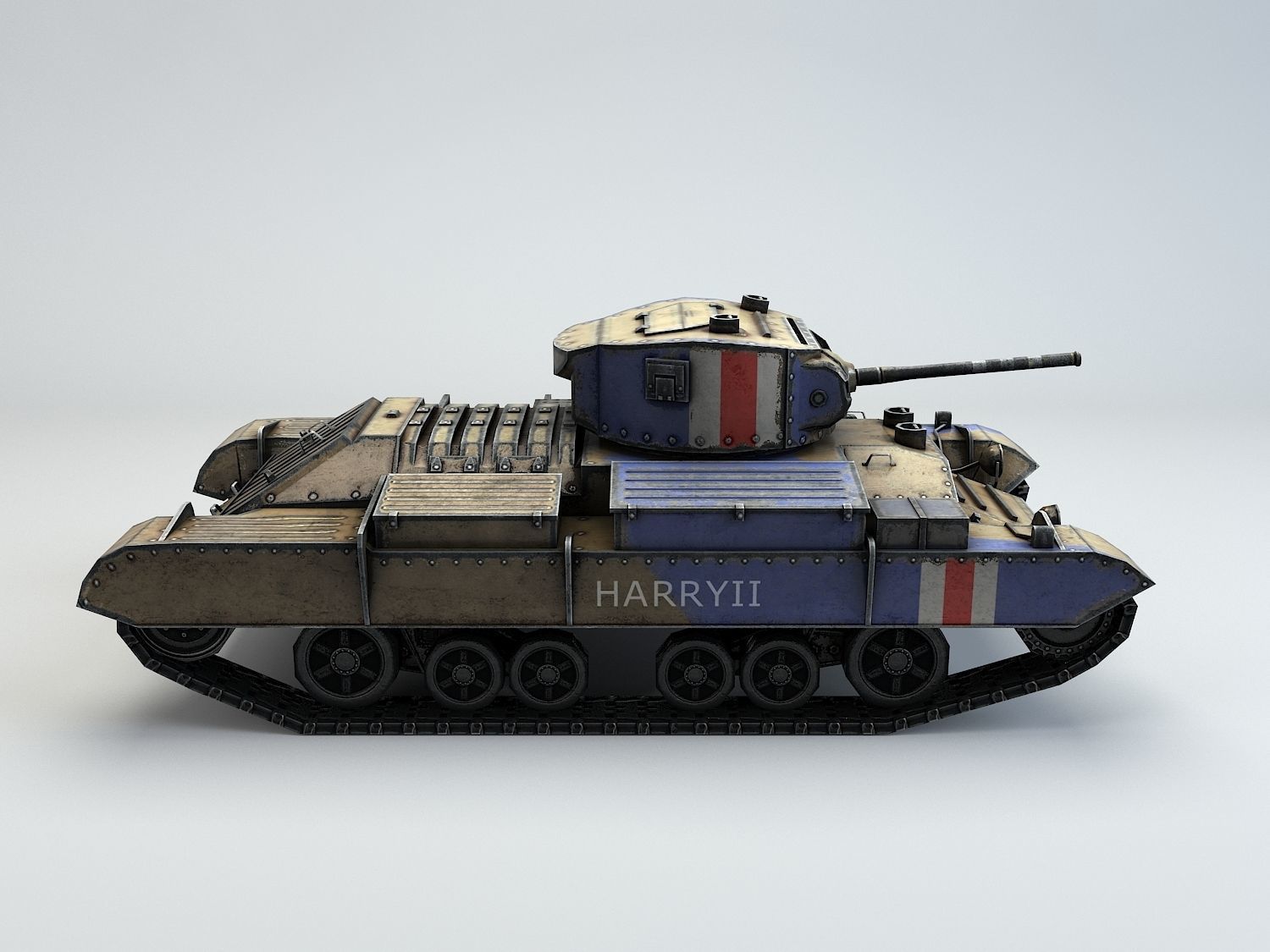 Low Poly Valentine Mk III Infantry Tank Low-poly 3D model_2