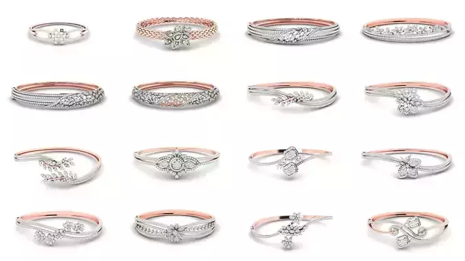 Women 52 bangles  collection 3dm stl render detail 3D print 