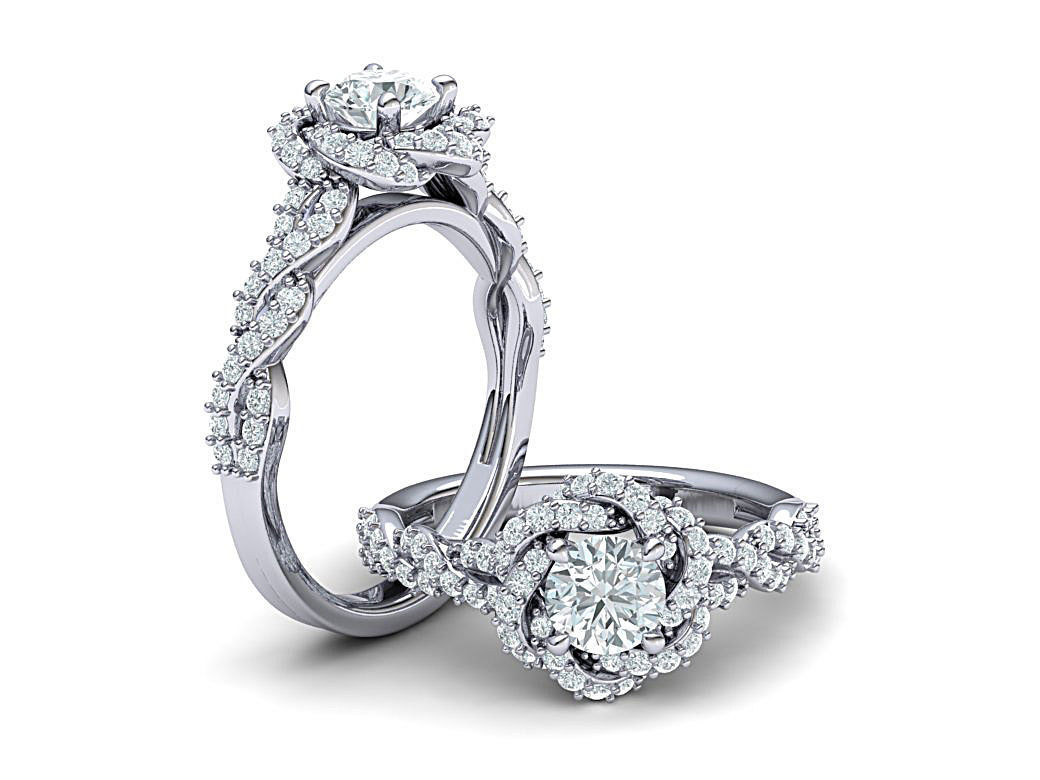 Weaving-Twisted Halo Engagement ring 3dmodel 3D print model_17