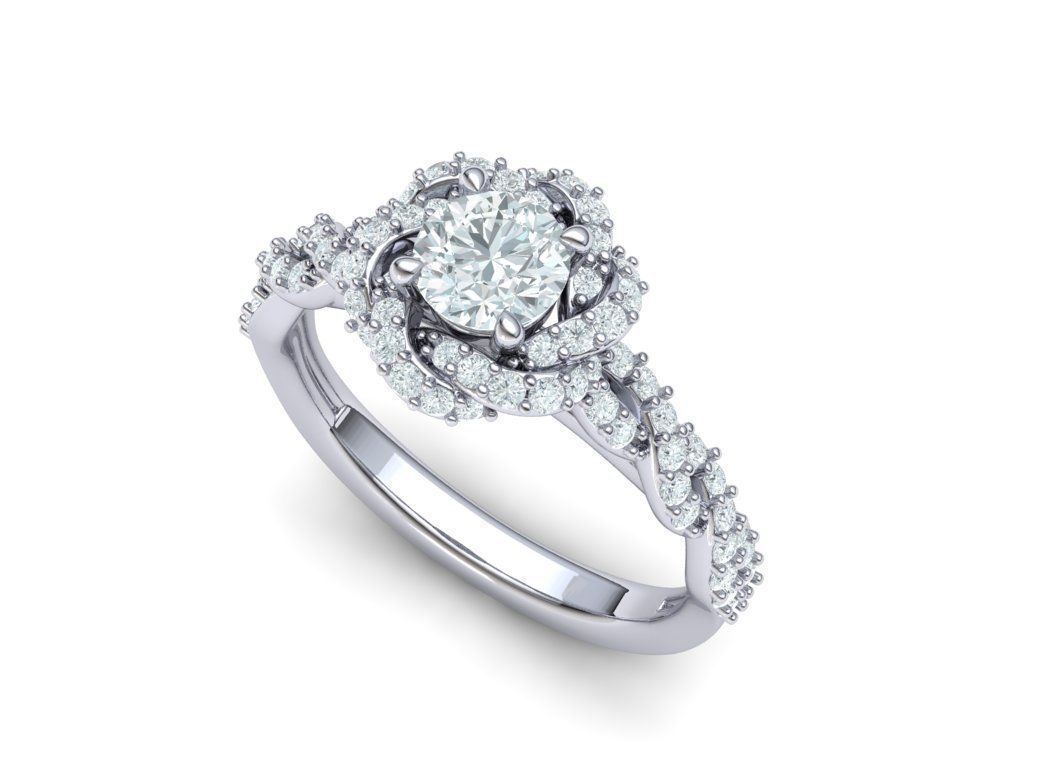 Weaving-Twisted Halo Engagement ring 3dmodel 3D print model_8