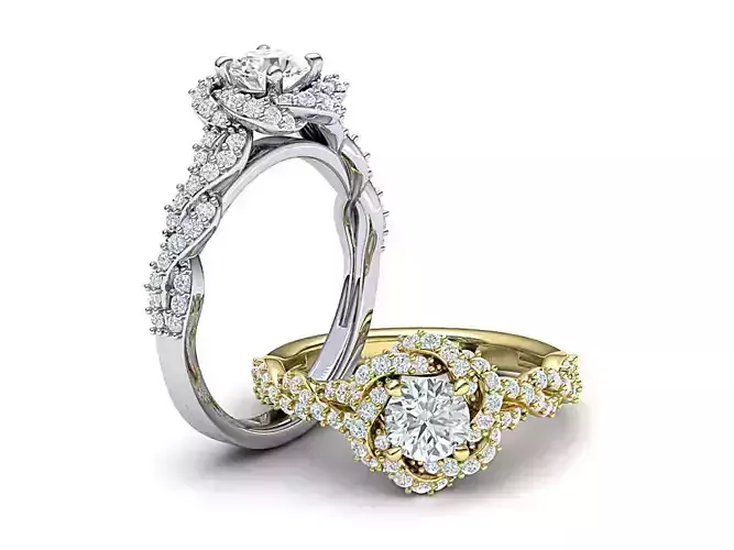 Weaving-Twisted Halo Engagement ring 3dmodel 3D print model