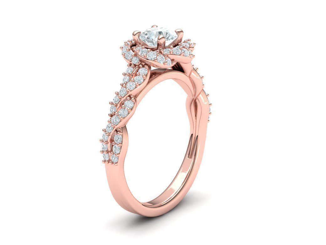 Weaving-Twisted Halo Engagement ring 3dmodel 3D print model_9