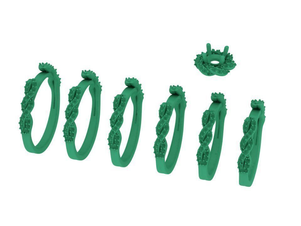 Weaving-Twisted Halo Engagement ring 3dmodel 3D print model_5