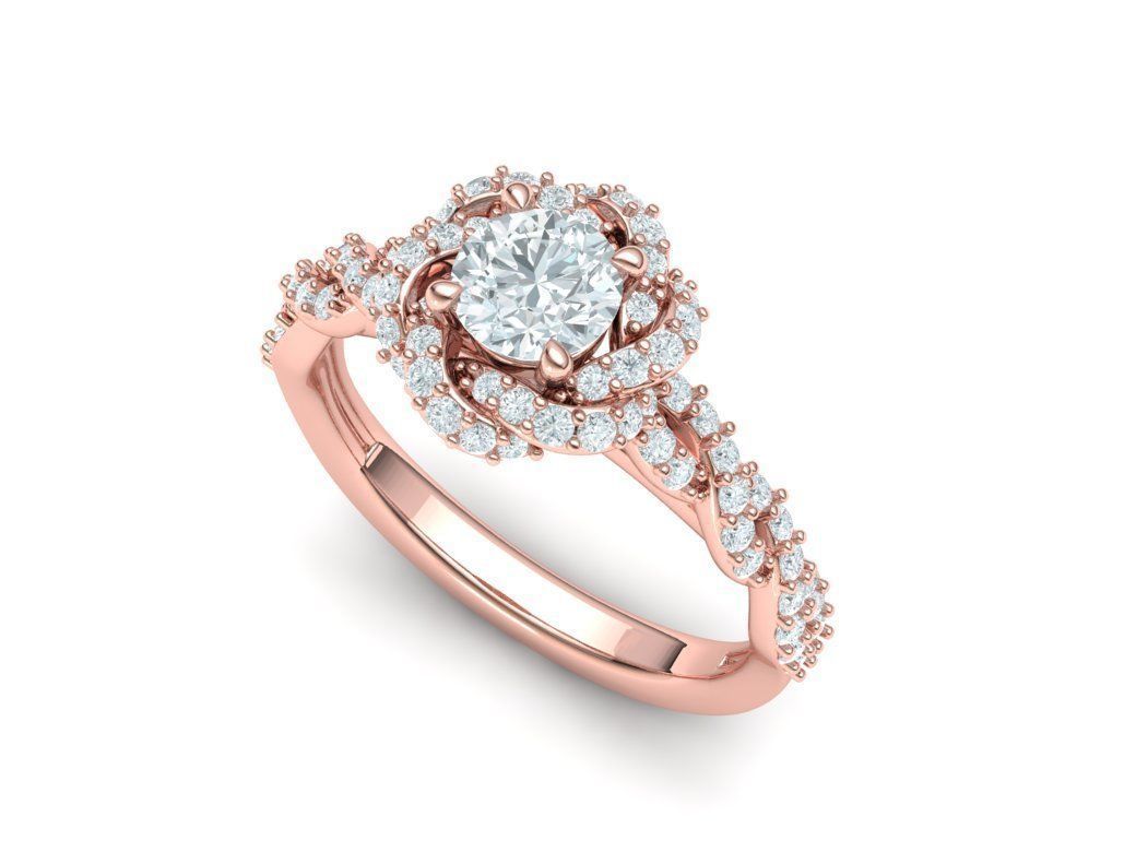 Weaving-Twisted Halo Engagement ring 3dmodel 3D print model_7