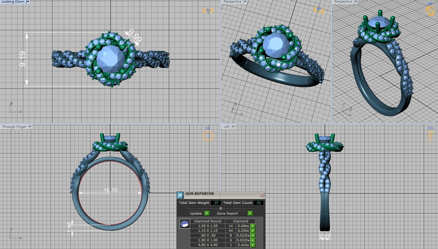 Weaving-Twisted Halo Engagement ring 3dmodel 3D print model_2