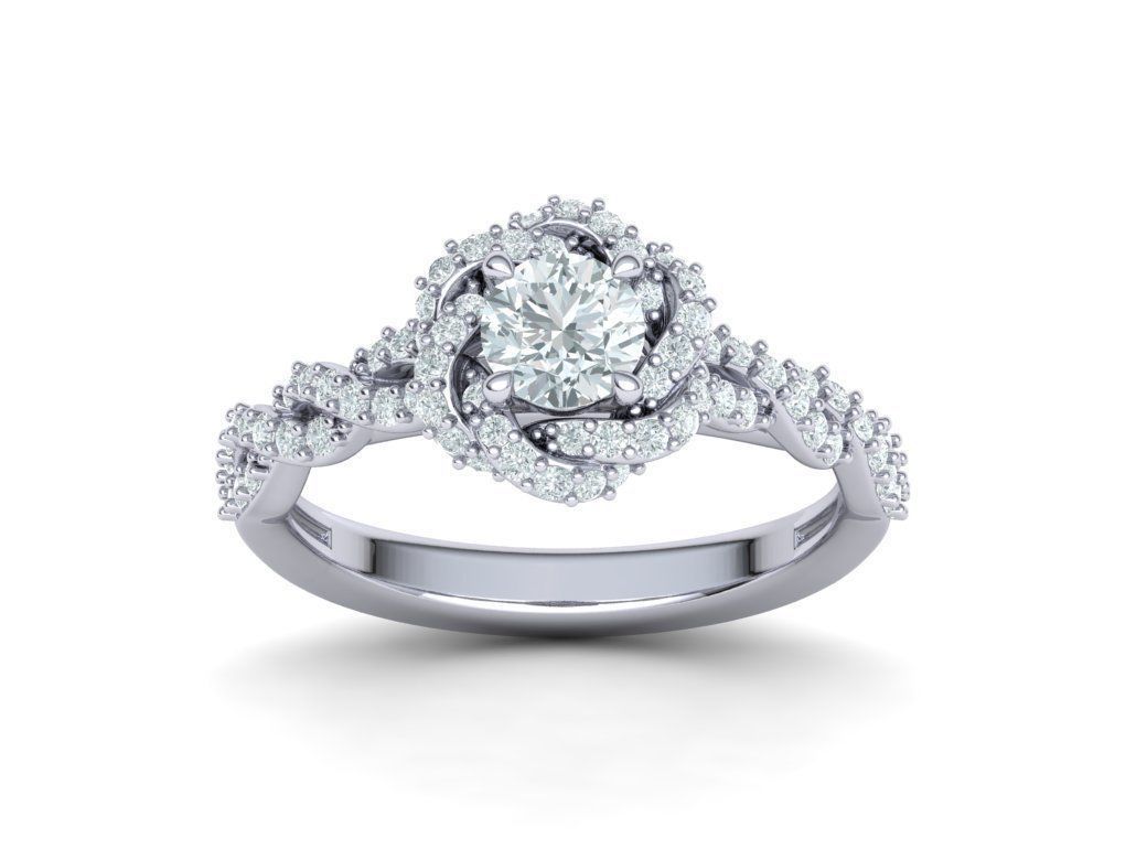 Weaving-Twisted Halo Engagement ring 3dmodel 3D print model_13