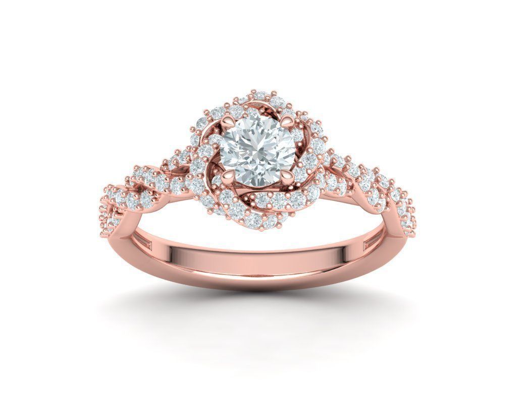 Weaving-Twisted Halo Engagement ring 3dmodel 3D print model_12