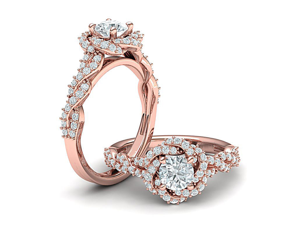 Weaving-Twisted Halo Engagement ring 3dmodel 3D print model_15