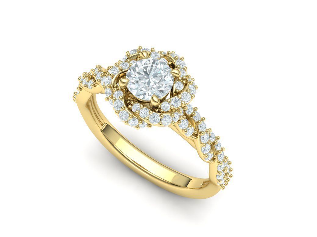 Weaving-Twisted Halo Engagement ring 3dmodel 3D print model_14