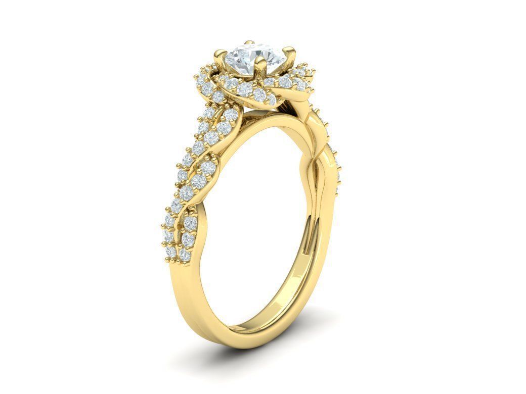 Weaving-Twisted Halo Engagement ring 3dmodel 3D print model_6