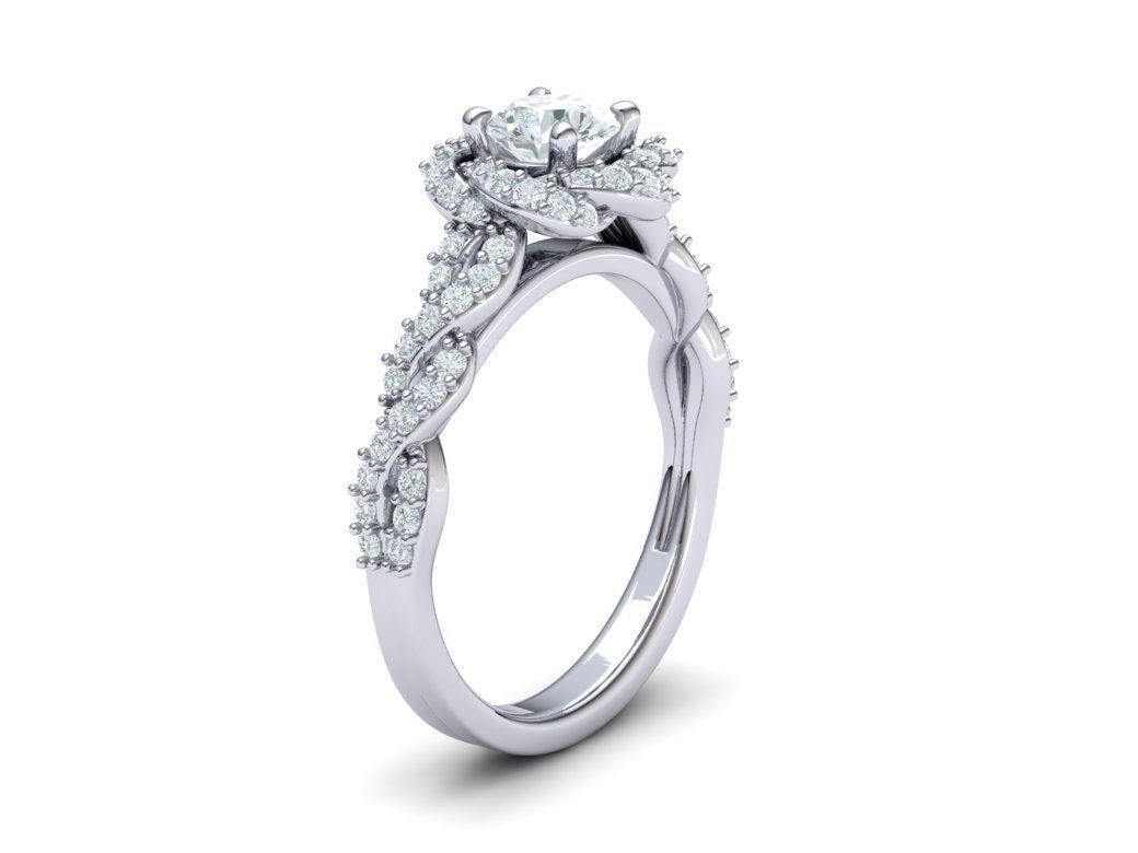 Weaving-Twisted Halo Engagement ring 3dmodel 3D print model_10