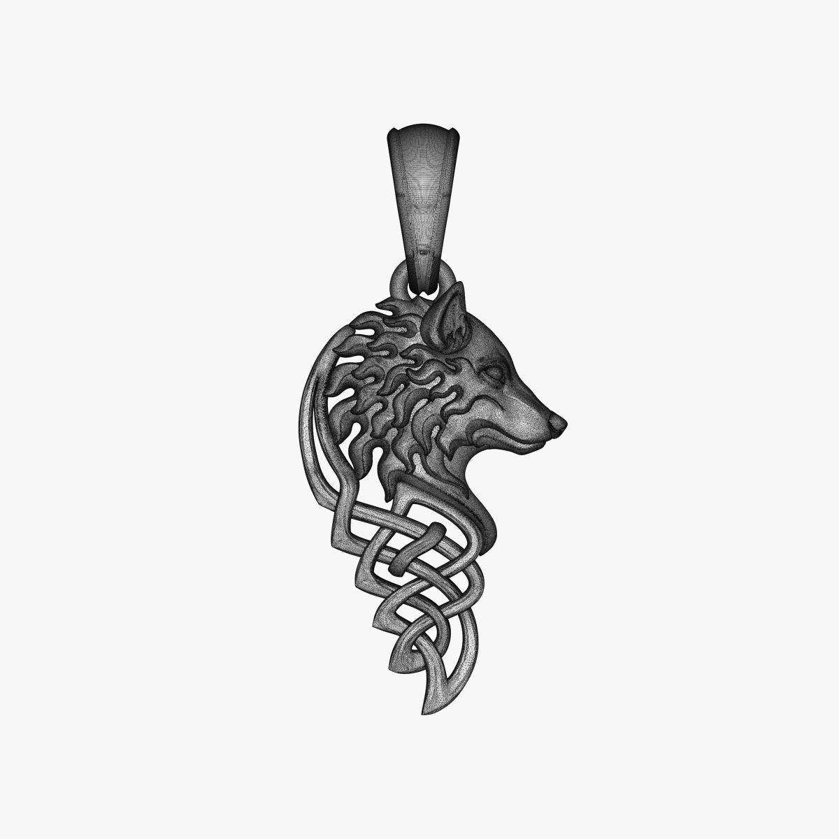Pendant Wolf V1 3D print model_18
