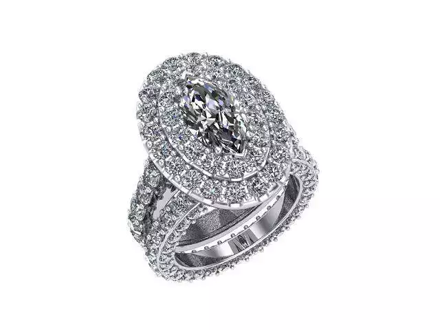 Double Halo Marquise ring