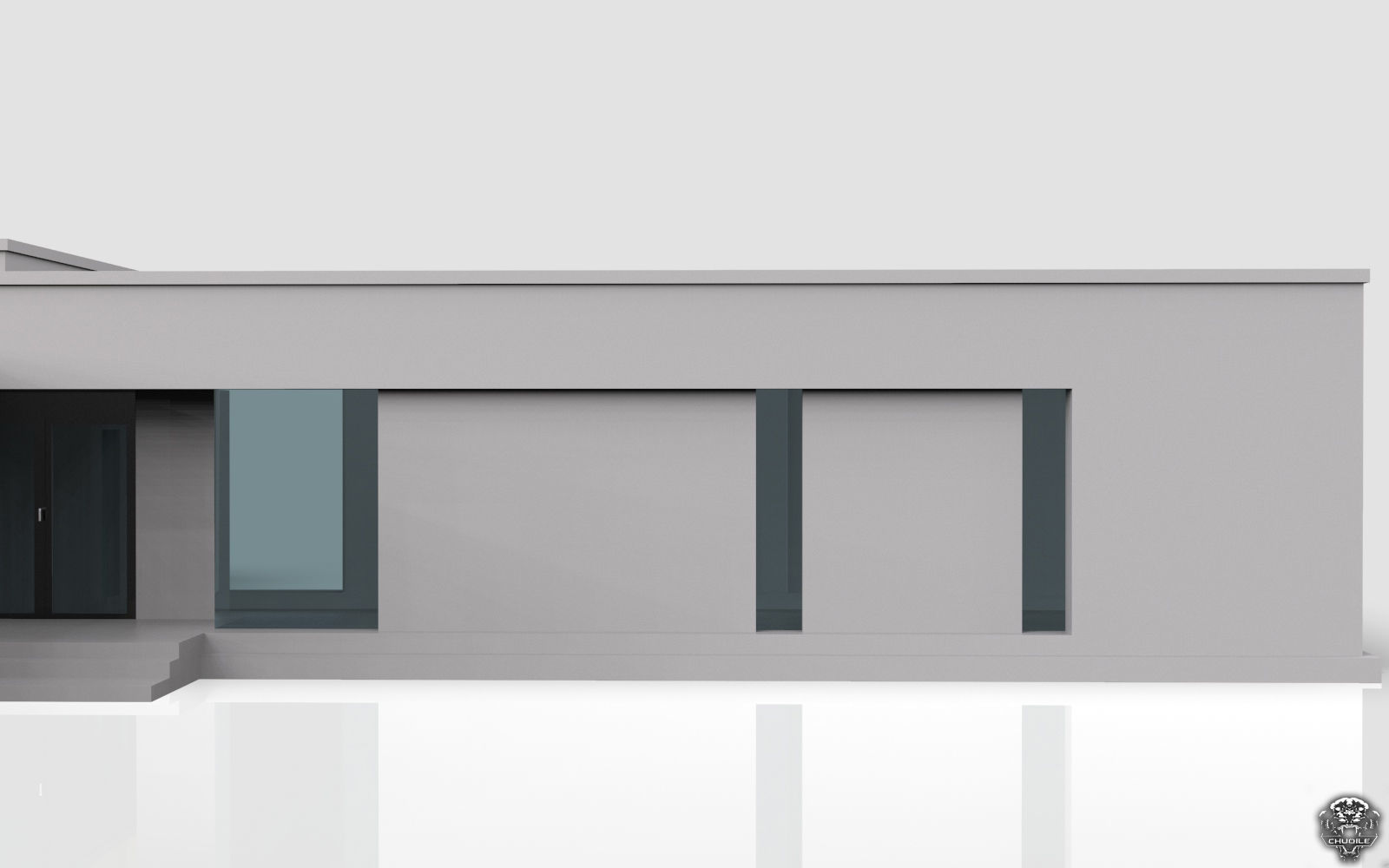 Modern Building House Low-poly 3D model_7