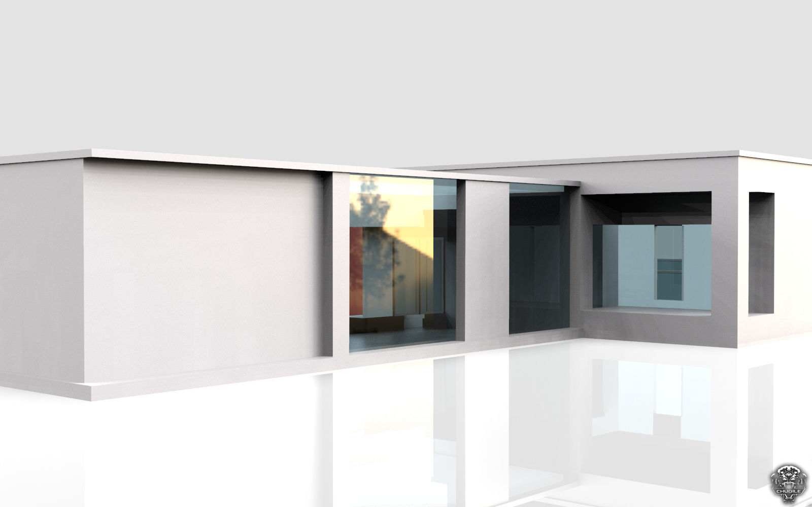 Modern Building House Low-poly 3D model_8