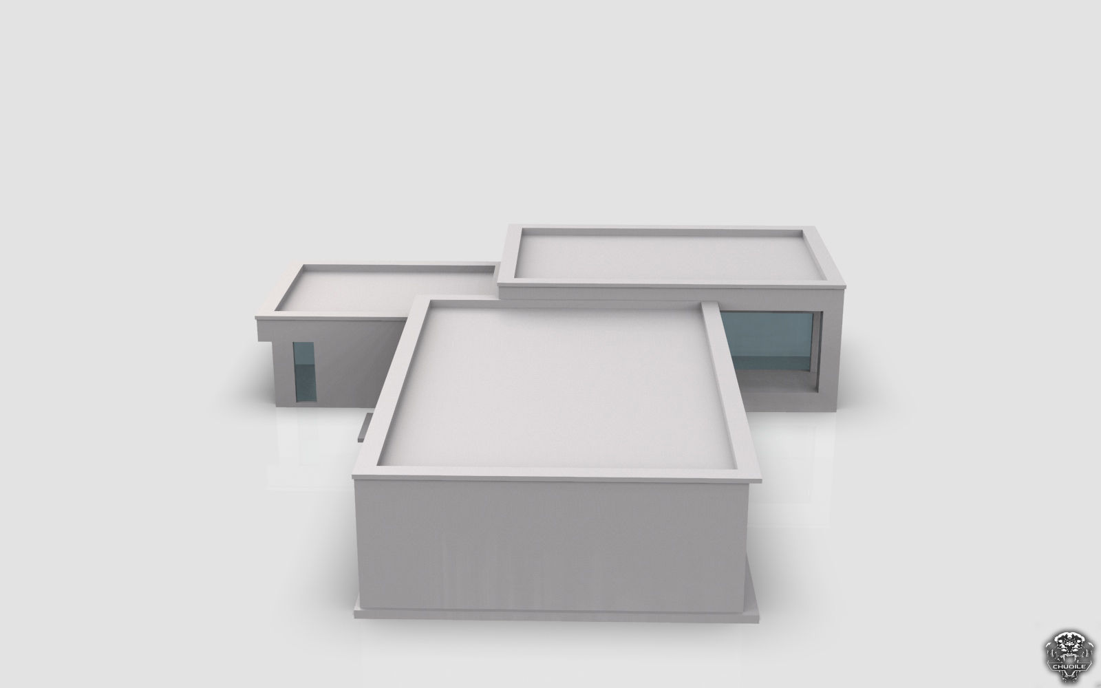 Modern Building House Low-poly 3D model_5