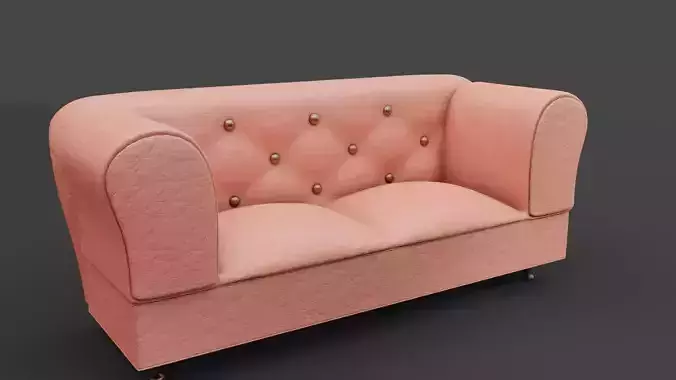 Pink Leather Couch Low-poly 3D model