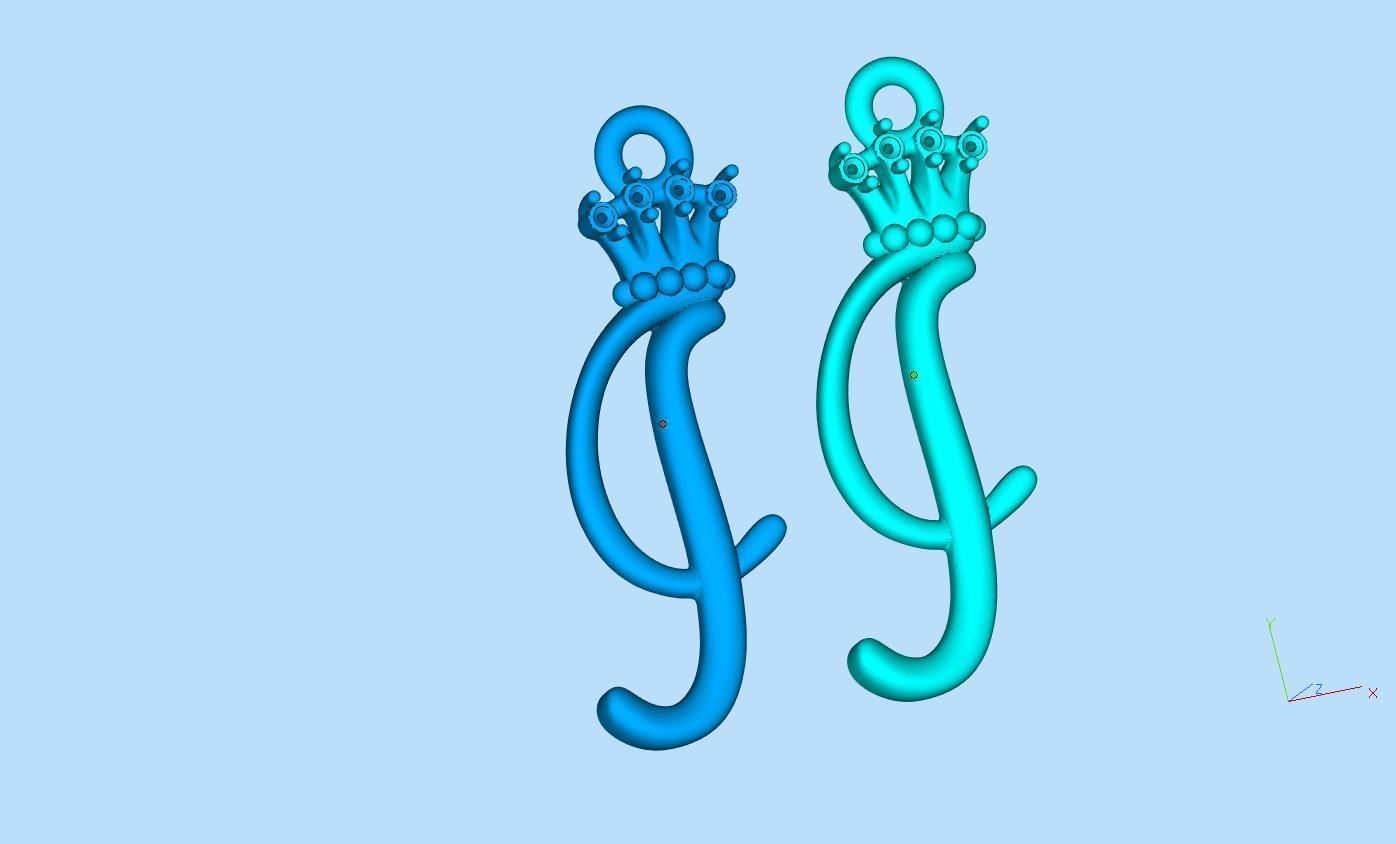 Alphabet Initial pendant letter I Crown 3D print model_2