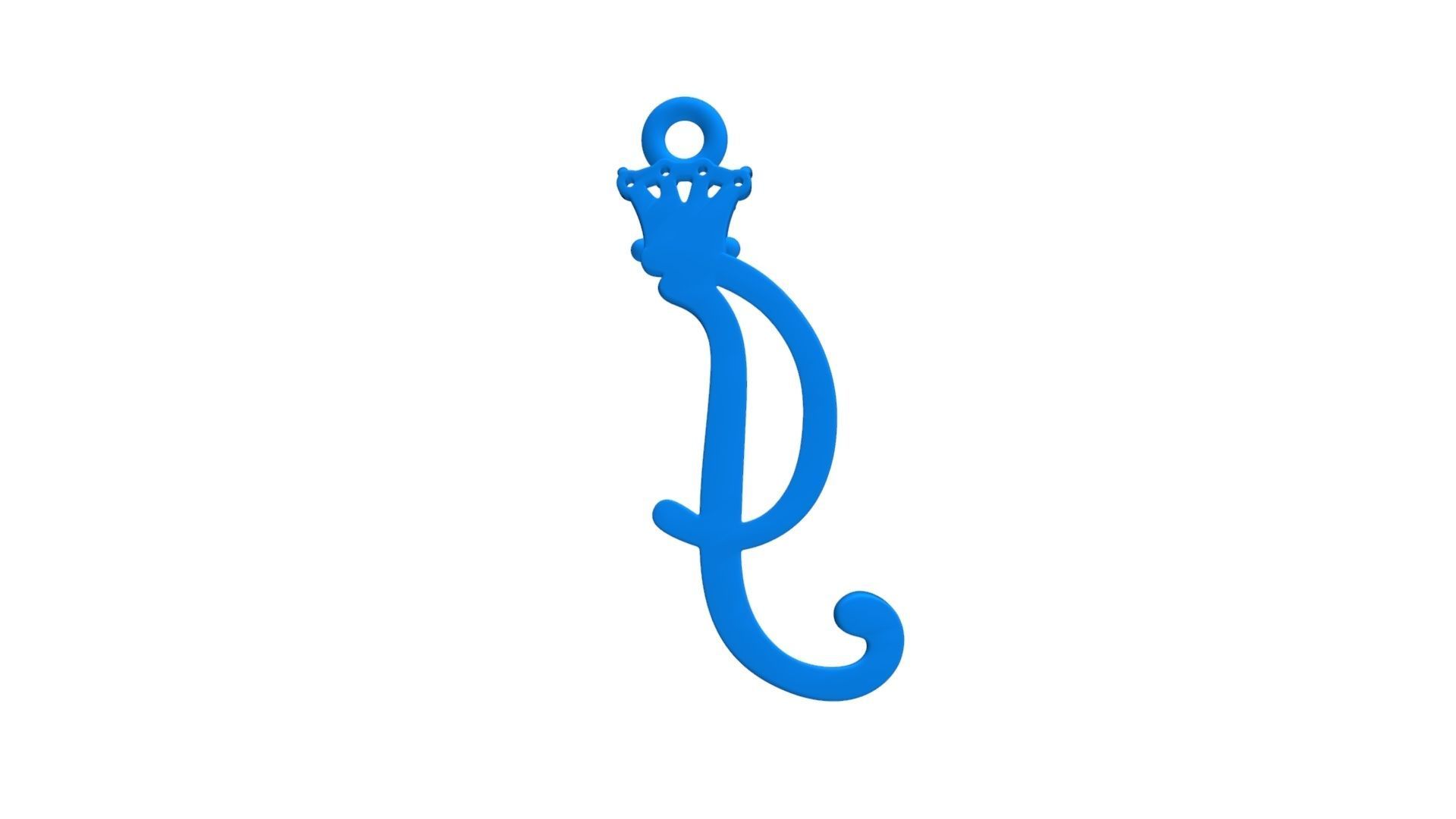 Alphabet Initial pendant letter J Crown 3D print model_14