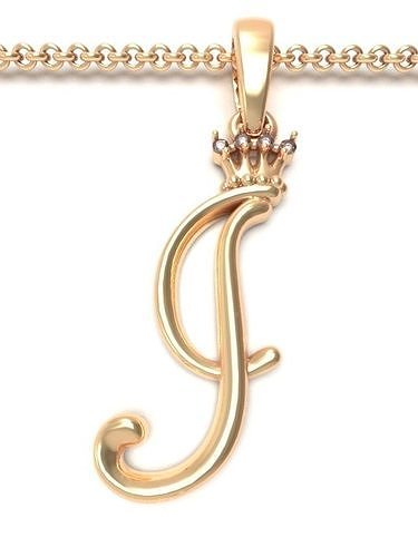 Alphabet Initial pendant letter J Crown 3D print model