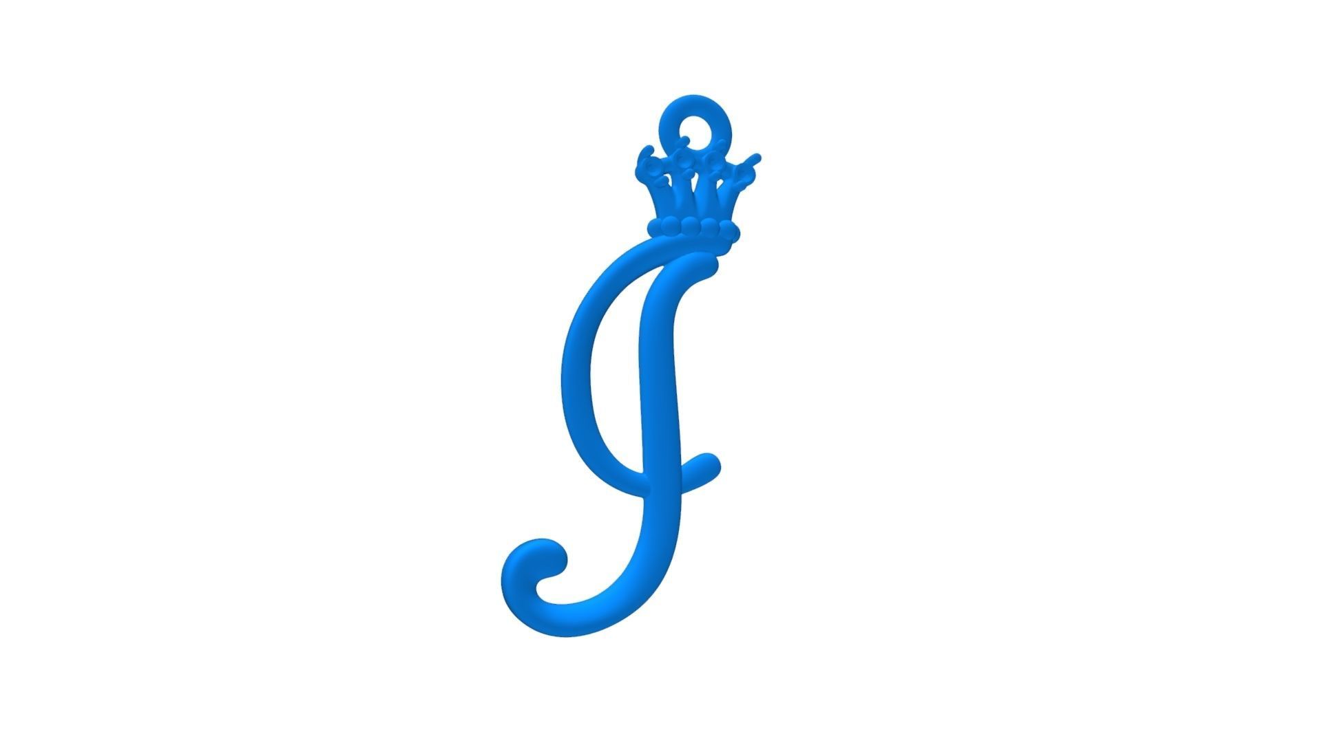 Alphabet Initial pendant letter J Crown 3D print model_23