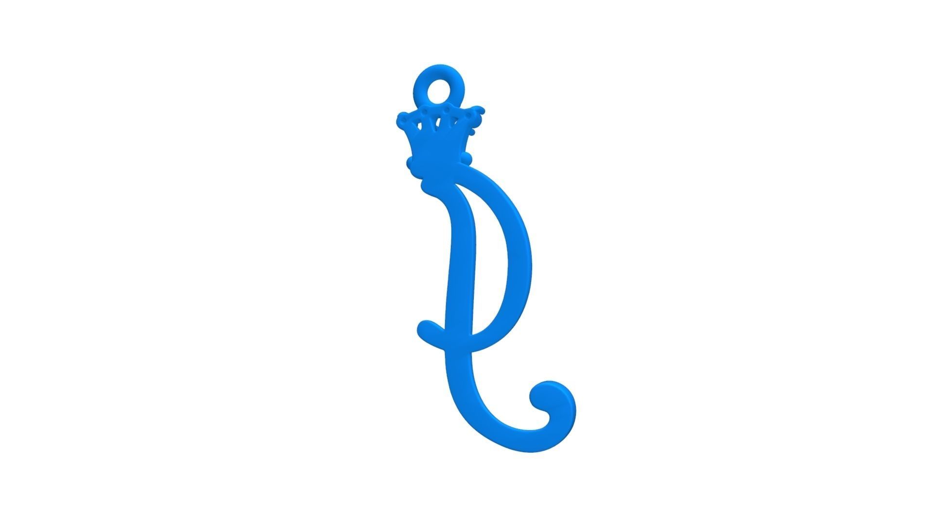 Alphabet Initial pendant letter J Crown 3D print model_15