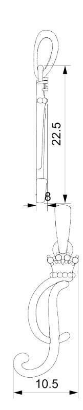 Alphabet Initial pendant letter J Crown 3D print model_1