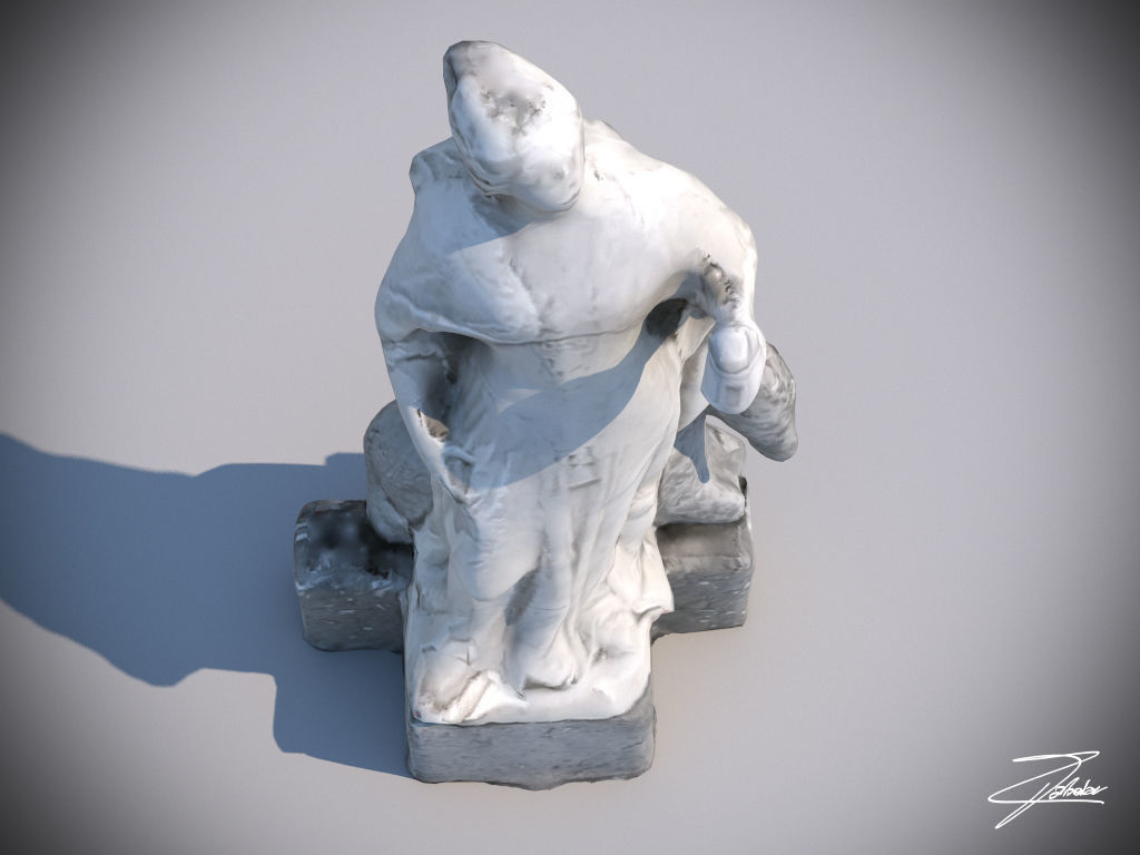 Statue 2 of virgin mary Low-poly 3D model_4