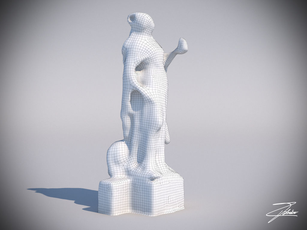 Statue 2 of virgin mary Low-poly 3D model_6