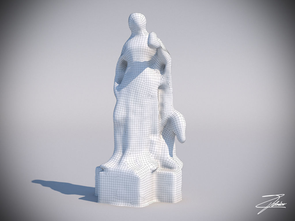 Statue 2 of virgin mary Low-poly 3D model_5