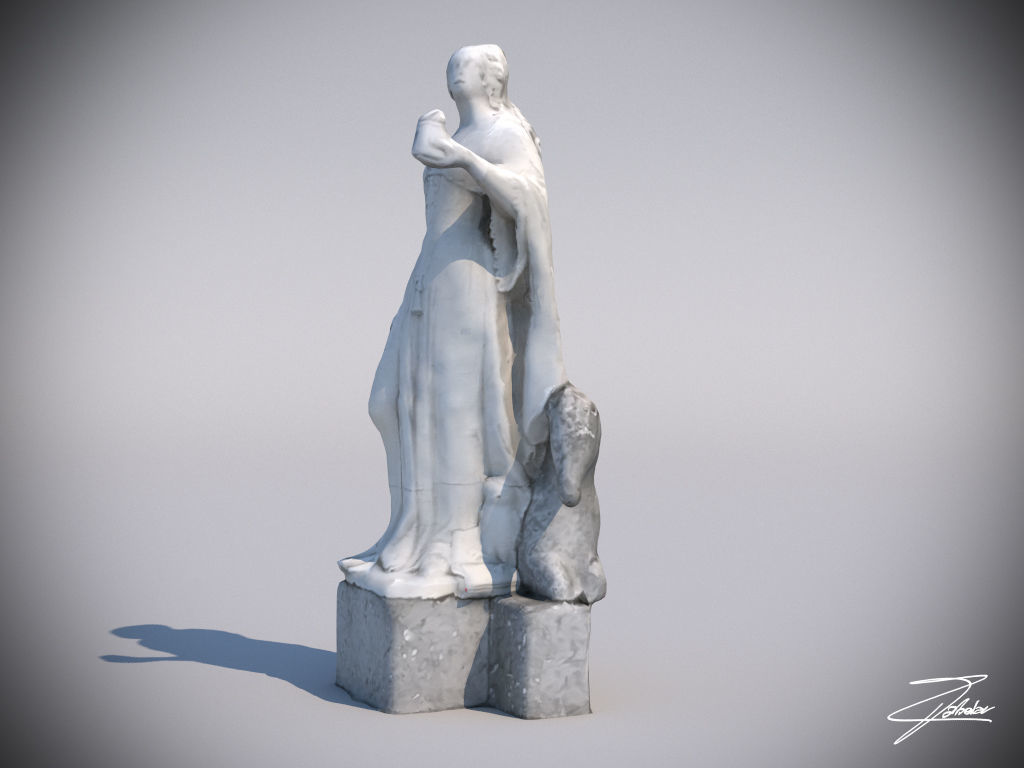Statue 2 of virgin mary Low-poly 3D model_2