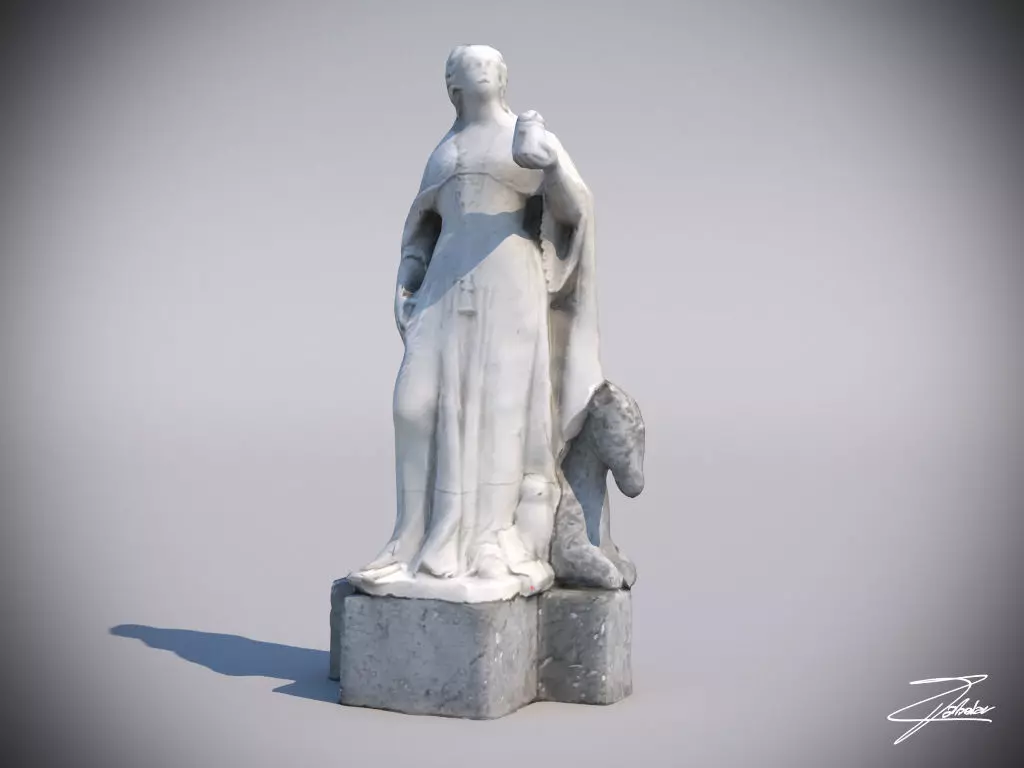 Statue 2 of virgin mary Low-poly 3D model_0