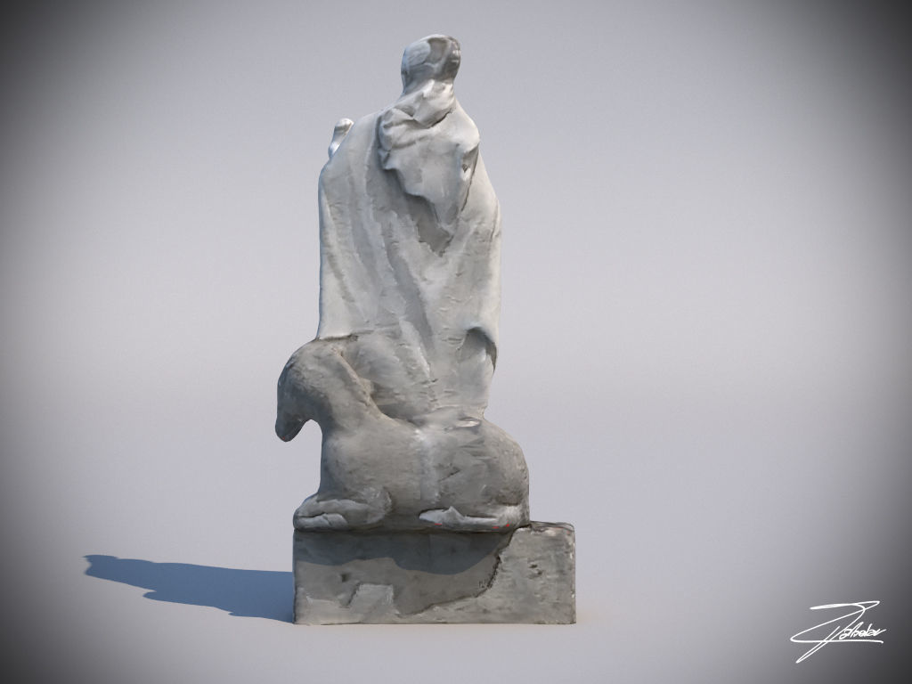 Statue 2 of virgin mary Low-poly 3D model_3
