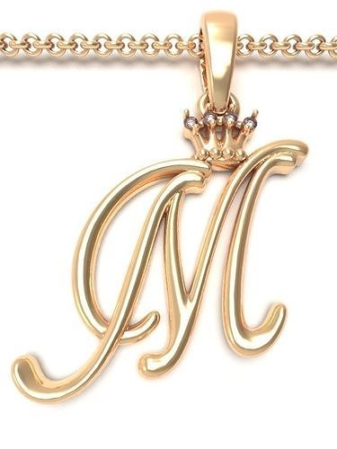 Alphabet Initial pendant letter M Crown 3D print model