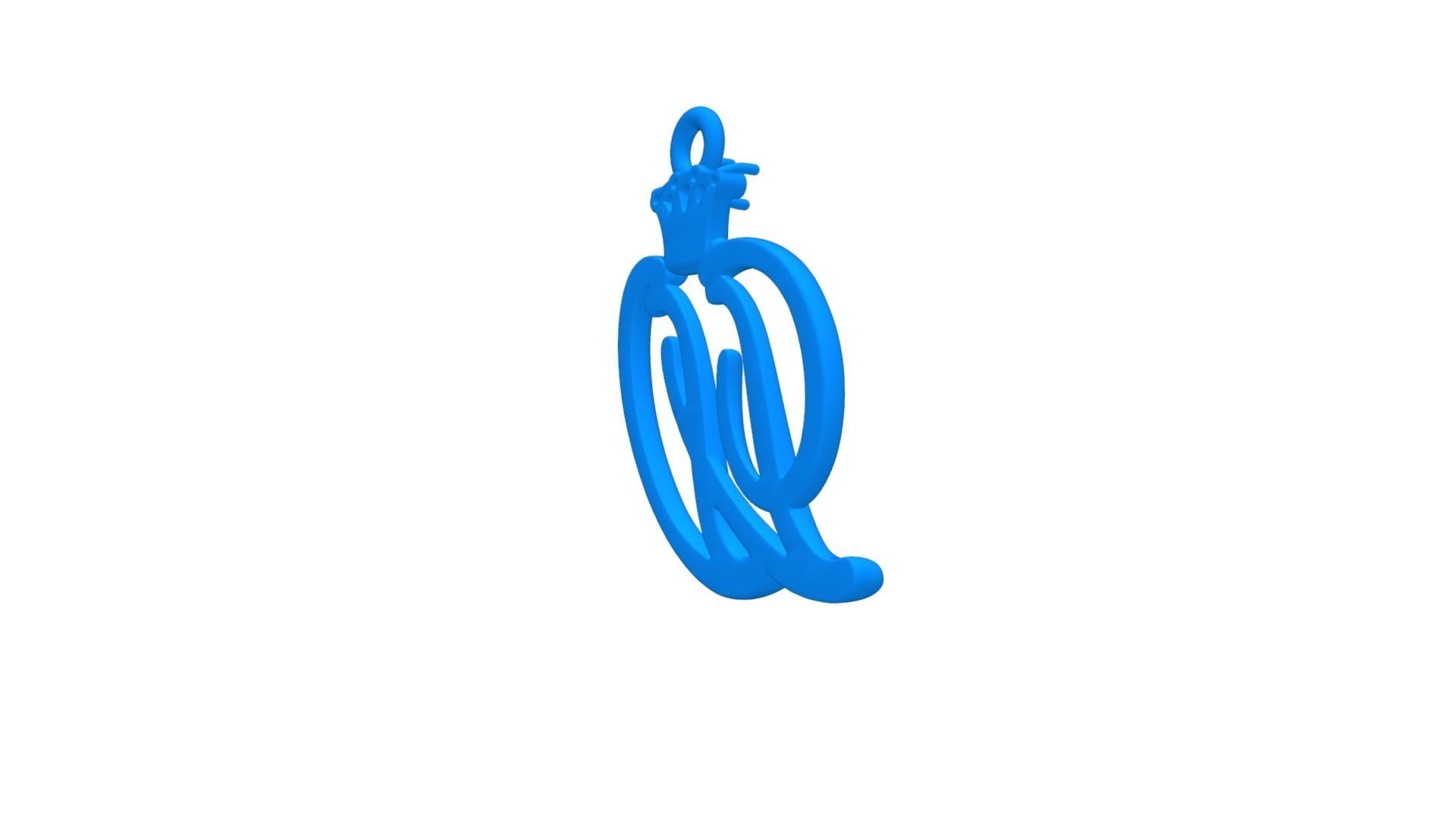 Alphabet Initial pendant letter W Crown 3D print model_17