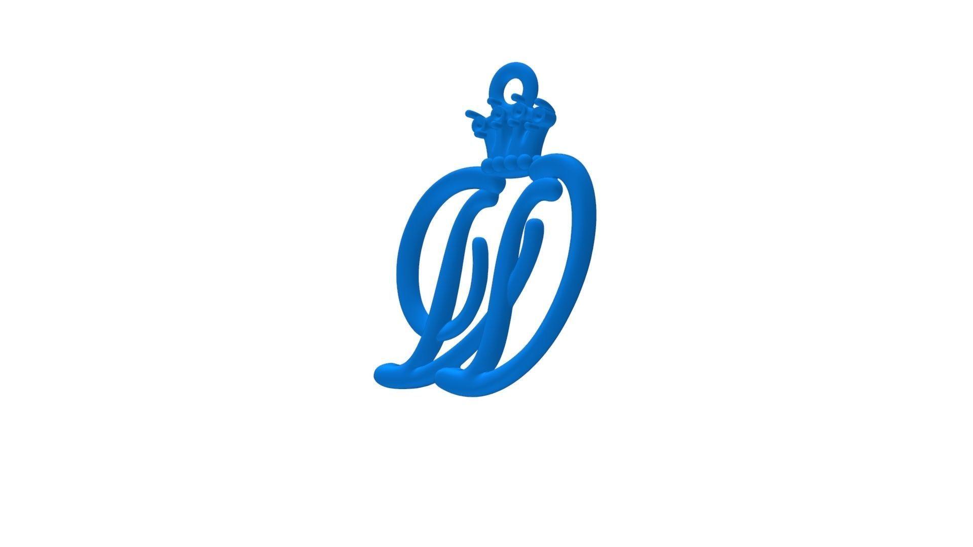 Alphabet Initial pendant letter W Crown 3D print model_6