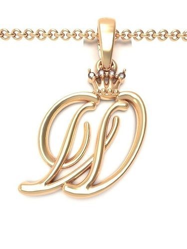 Alphabet Initial pendant letter W Crown 3D print model