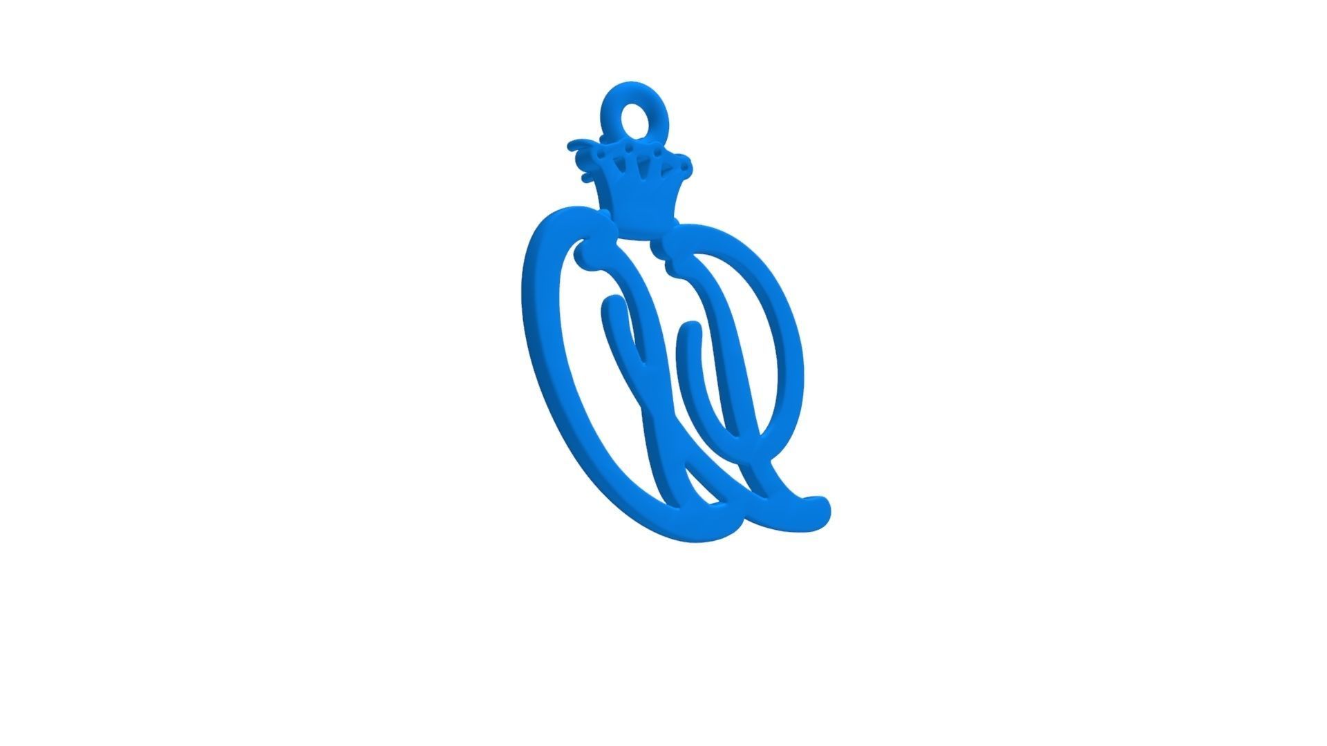 Alphabet Initial pendant letter W Crown 3D print model_12