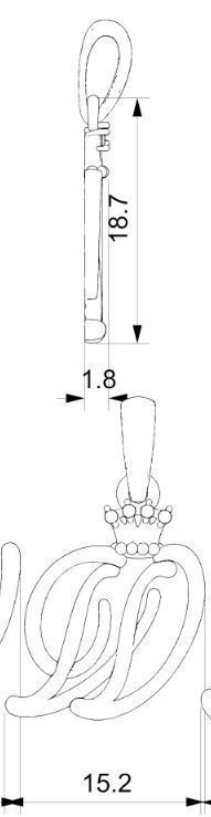 Alphabet Initial pendant letter W Crown 3D print model_1