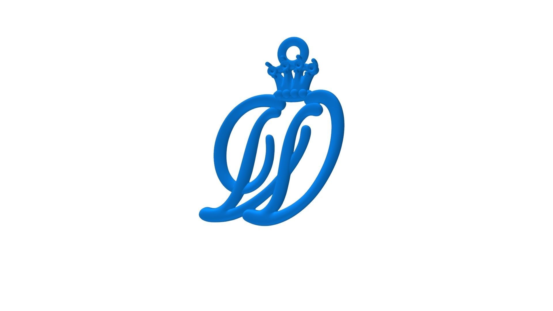 Alphabet Initial pendant letter W Crown 3D print model_5